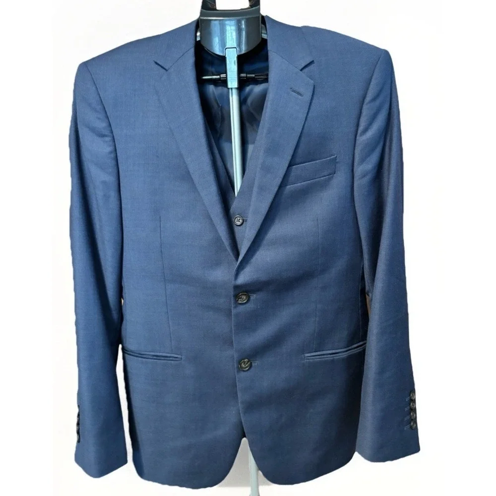 Ralph‎ Ralph Lauren Mens 38R Blue Glen Plaid Blazer  And Vest 100% Wool 2 Button